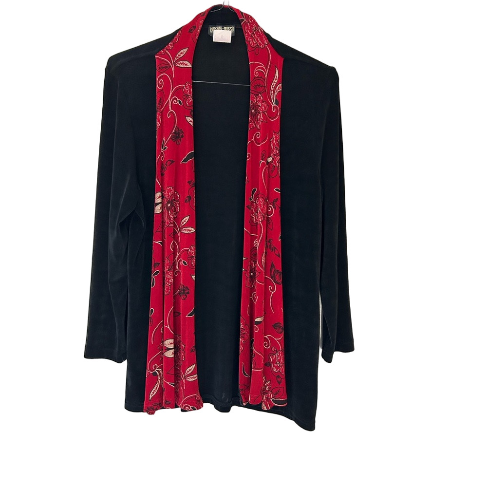Marshall Rousso Women's Black and Red Cardigan Size S